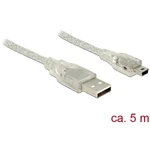 Delock #####USB-Kabel USB 2.0 #####USB-A Stecker, #####USB-Mini-B Stecker 5.00 m priehľadná s feritovým jadrom