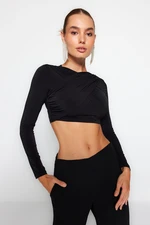 Trendyol Black Knotted Knitted Crop Blouse