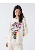 LC Waikiki Women's Mickey Mouse Printed Long Sleeve Oversize Hoodie