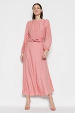 Trendyol Light Pink Waist and Shirring Detailed Woven Dress