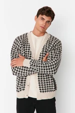 Trendyol Beige Men's Oversized V-Neck Crowbarn Cardigan