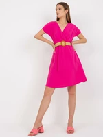 Fuchsia Casual Short Sleeve Dress RUE PARIS