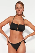 Trendyol Czarna góra od bikini bez ramiączek z wycięciem/oknem