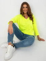 Fluo yellow women's basic viscose blouse