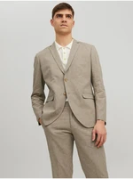 Beige men's blazer with linen blend Jack & Jones Riviera - Men's