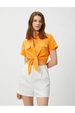 Koton Shirt Collar Plain Orange Women's Shirt 3sak60001ew