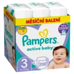 PAMPERS Active Baby plenky vel. 3, 6-10 kg, 208 ks