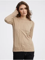 Beige women's patterned T-Shirt AWARE by VERO MODA Gudrun - Women