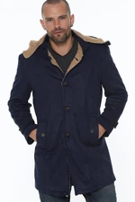 PLT8399 DEWBERRY SUEDE LOOK MEN'S COAT-NAVY BLUE