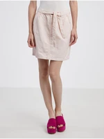 Light pink women's denim skirt with linen blend CAMAIEU - Ladies