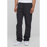 Nylon cargo pants with straight legs black