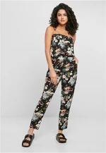 Women's Viscose Bandeau Jumpsuit Black Tropical