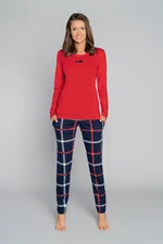 Izera women's pyjamas, long sleeves, long legs - red/print