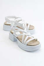 LuviShoes Senza Women's White Skin Genuine Leather Sandals