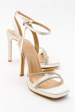 LuviShoes Osea Ecru Beige Satin Women's High Heel Shoes