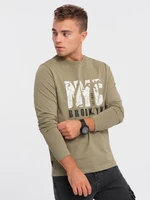 Ombre Men's map motif printed longsleeve - olive