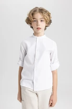 DEFACTO Boy's High Neck See-through Textured Long Sleeve Shirt