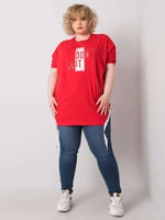 Red blouse plus size with inscription