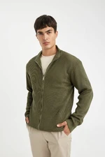 DEFACTO Standard Fit Regular Cut Stand Collar Zippered Cardigan