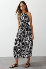 Trendyol Black Animal Shift Shally Maxi Woven Dress