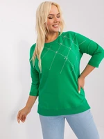 Plus size green cotton blouse