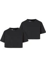 Girls' Short Kimono Tee T-Shirt - 2 Pack Black+Black