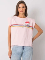 Light pink cotton t-shirt with print