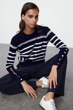 Trendyol Navy Blue Striped Knitwear Sweater