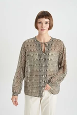 DEFACTO Oversize Patterned Long Sleeve Blouse