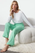 Trendyol Green Cotton Striped Knitted Pajama Bottoms