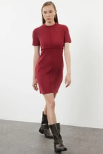 Trendyol Dark Red A-Line/A-Line Formal Thessaloniki/Knitwear Look Mini Knitted Dress