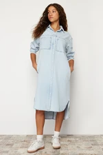 Trendyol Blue Denim Maxi Shirt Dress