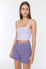 Trendyol Lilac Stitch Detail Denim Shorts & Bermuda