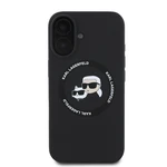 Zadní kryt Karl Lagerfeld Liquid Silicone K&CH Heads MagSafe pro Apple iPhone 16, black