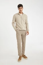 DEFACTO Men's Beige Melange Elastic Waist Pocket Double Leg Gabardine Jogger Pants