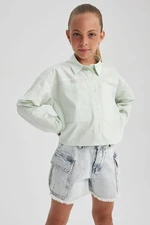 DEFACTO Girls Crop Poplin Long Sleeve Shirt