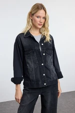 Trendyol Black Pocket Detailed Oversize Denim Jacket