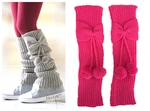 Popular Autumn Girls's Butterfly Knot Ball Sock Cover Knitted Wool Boot Cover Leg Guard Cover Winter Leg Warmers Women