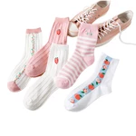 Spring Summer Cartoon Fruit Floral Socks Women Kawaii Flower Peach Strawberry Preppy Style Sokken Dropship