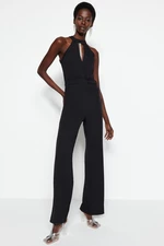 Trendyol Black Woven Jumpsuit with Shiny Stones