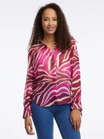 Pink and burgundy women's patterned blouse ORSAY