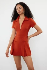 Trendyol Tile Shirt Collar Mini Jumpsuit