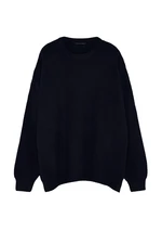 Trendyol Navy Blue Plus Size Oversize Fit Wide Fit Crew Neck Basic Knitwear Sweater