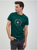 Tommy Hilfiger T-Shirt - HILFIGER FLAG ARCH TEE green