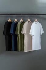 Trendyol Multi-Colored 5-Pack Regular Cut Basic 100% Cotton T-Shirt