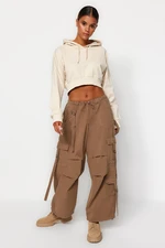 Trendyol Brown magas derekú jogger farmer cargo zsebbel