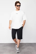 Trendyol Basic Black Regular Cut Long Length Elastic Waist Corded Shorts