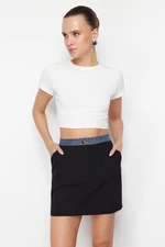 Trendyol Black Denim Detailed Pencil Straight Cut Mini Length Woven Skirt