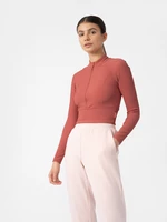 Dámske rebrované slim crop-top tričko s dlhým rukávom