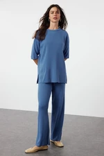 Trendyol Blue Crew Neck Knitwear Top-Top Set